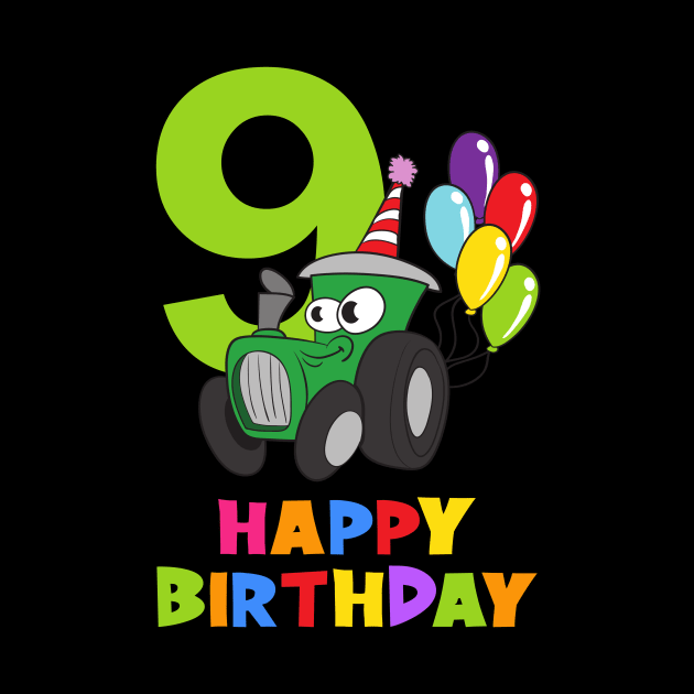 9th Birthday Party 9 Year Old Nine Years by KidsBirthdayPartyShirts