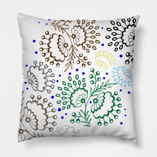 Elegant lace floral with swirls, roses, tulips, leaves, berries. Pillow