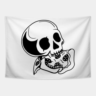 Skull Eating Pizza Tapestry