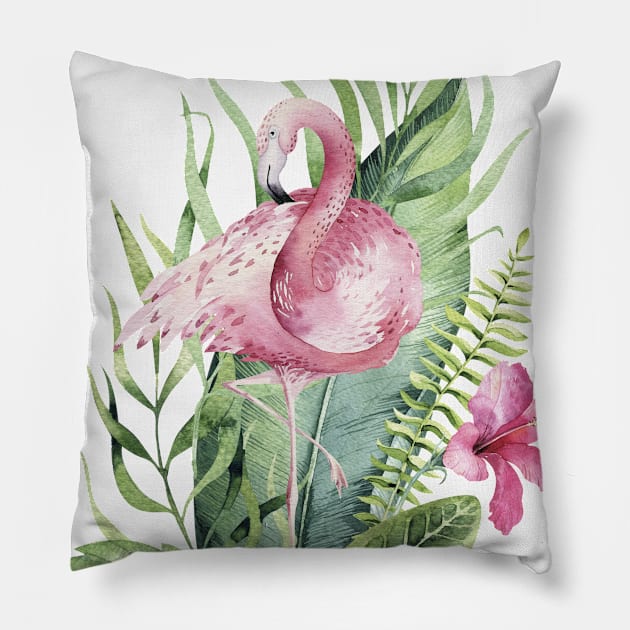 wading Flamingo Pillow by NJORDUR