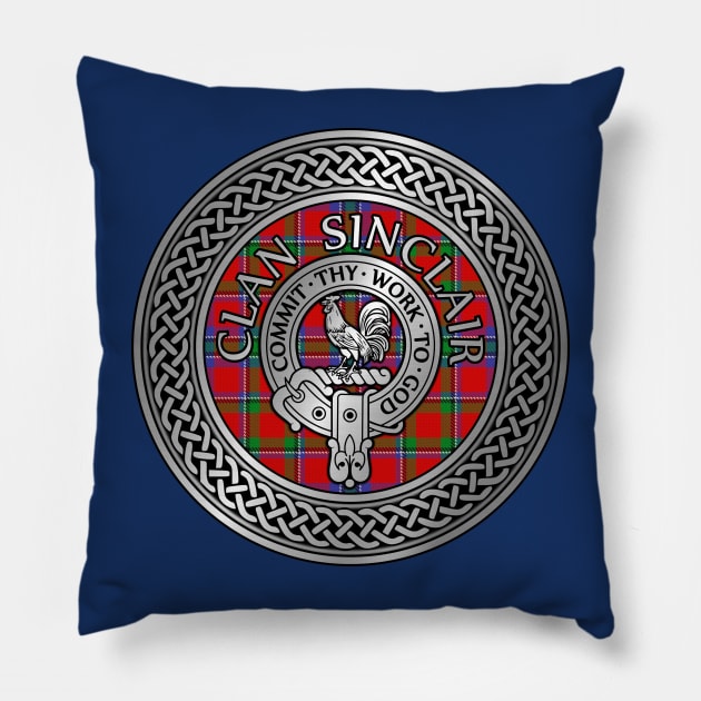 Clan Sinclair Crest & Tartan Knot Pillow by Taylor'd Designs