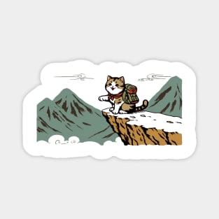 Vintage Japanese Art Sports Hiker Mountain Climbing Cat Magnet