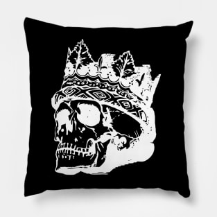 White Human Skull with Crown Pillow