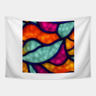 Vibrant Abstract Art - Stained Glass Design Pattern Tapestry