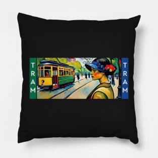 The Art of Trams - Neo-Impressionism Style #003 - Mugs For Transit Lovers Pillow