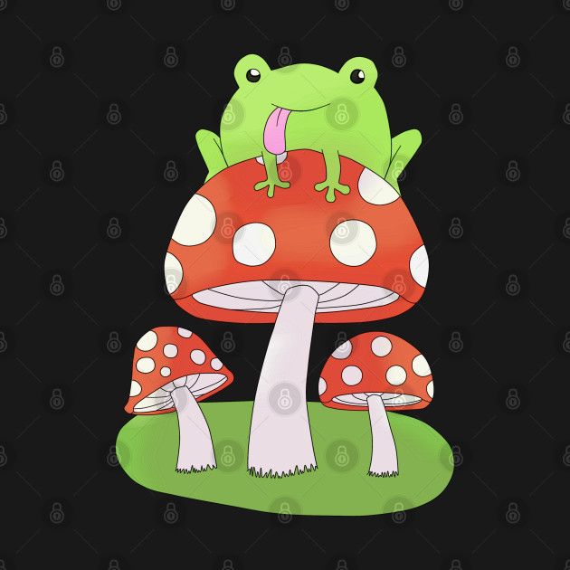 Discover Frog on a mushroom - Cute Frog - T-Shirt