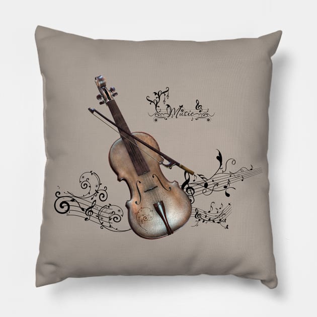 Music, violin with violin bow Pillow by Nicky2342