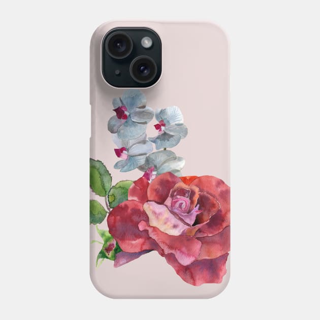 orchid and red rose Phone Case by Irina_Reznikova