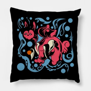 winged rabbit cartoon Pillow