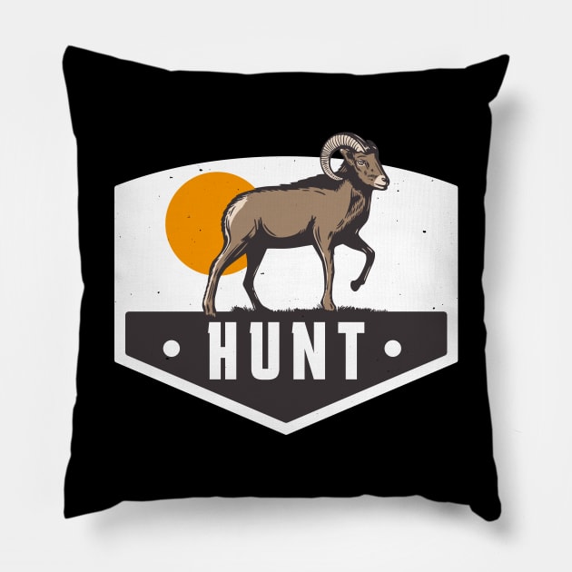 Hunting Ibex Vintage Hunter Pillow by Foxxy Merch