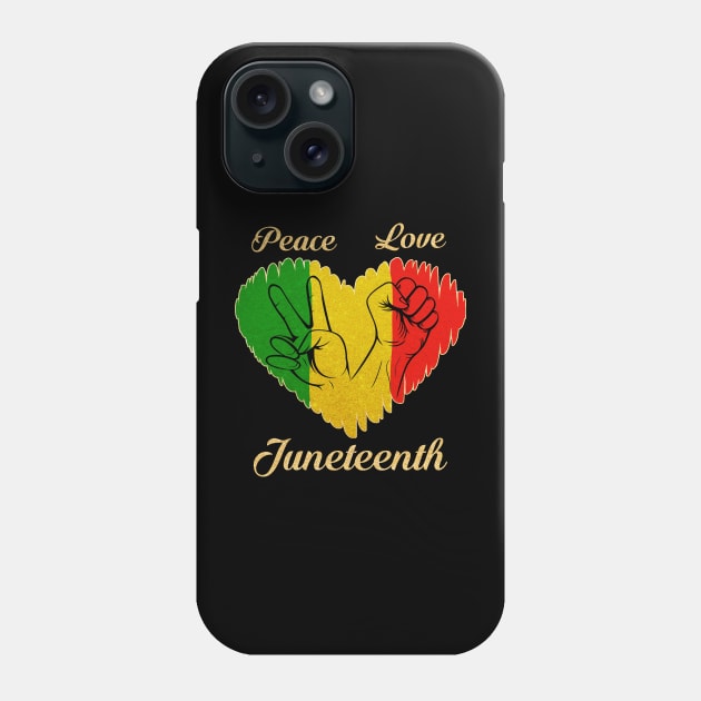 Peace Love Juneteenth Black Pride Freedom 4th Of July Phone Case by ArtbyJester