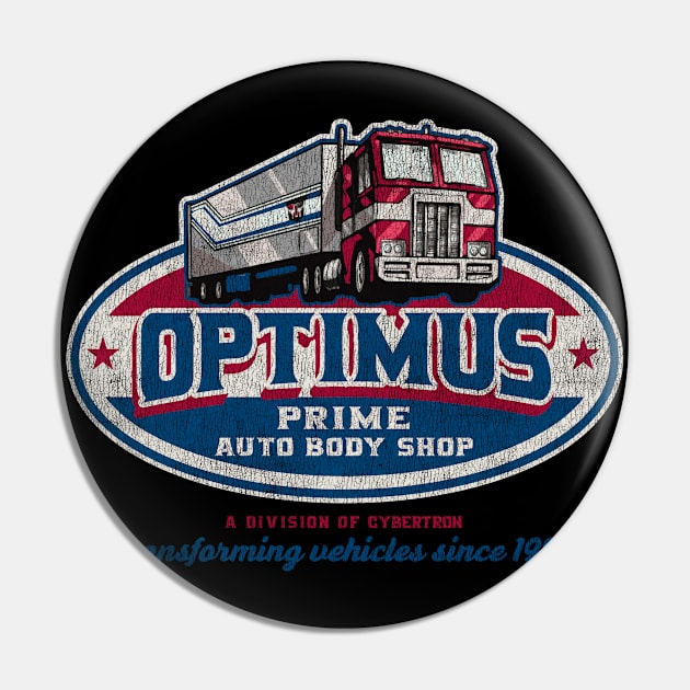 Optimus Prime Auto Body Shop Worn Pin by Alema Art