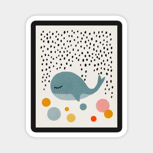 Whale, Abstract, Mid century modern kids wall art, Nursery room Magnet