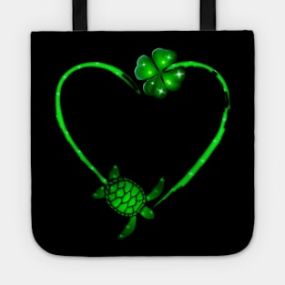 Happy St. Patrick Day T-Shirt Turtle Heart Irish Shamrock Clover - Funny Cute Gift for Turtle Lovers Tote