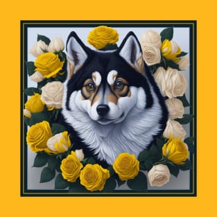 Alaskan Klee Kai yellow roses 2 T-Shirt