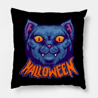 halloween cat jack lantern funny Pillow