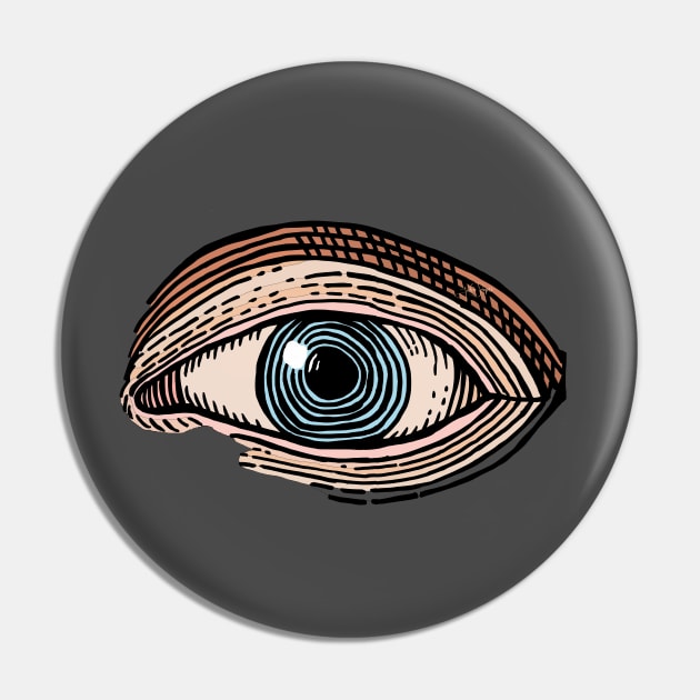 Engraved Eye in Color Pin by JSnipe