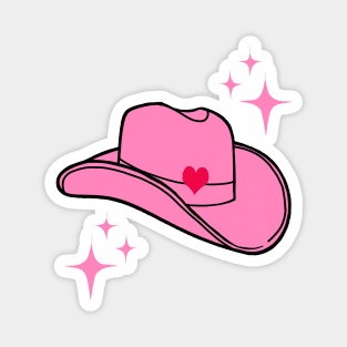 Pink Cowboy Hat With Red Heart Magnet