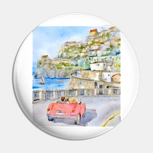 Capri adventure, watercolor painting Pin