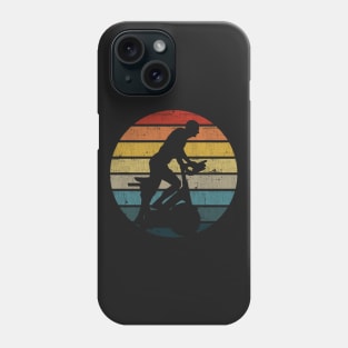 Exercise Bike Silhouette On A Distressed Retro Sunset print Phone Case