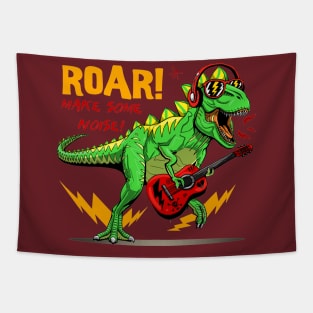 crazy t rex dinosaur rocking guitar Tapestry