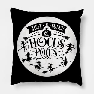 Just a Bunch of Hocus Pocus Witches Taking Flight at Witching Hour Over the Moon Pillow