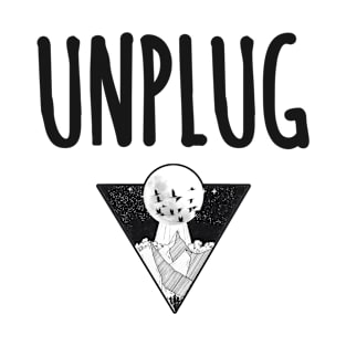 UNPLUG Triangle Moon Drawing Minimalist Nightsky Design T-Shirt