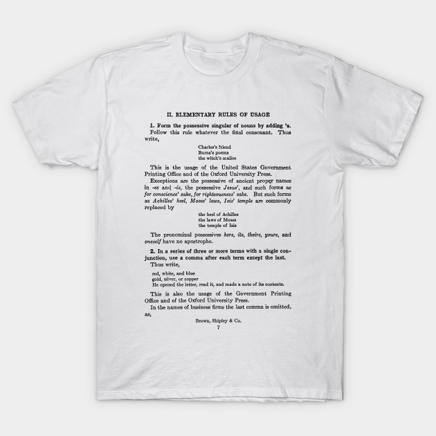 The Elements Of Style William Strunk And E B White First Page The Elements Of Style T Shirt Teepublic Au