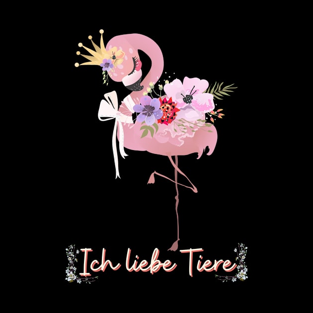 Flamingo Liebe Tiere Prinzessin Blumen Süß.png by Maggini Art