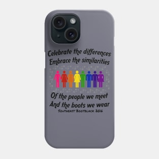 Celebrate the differences - black text Phone Case