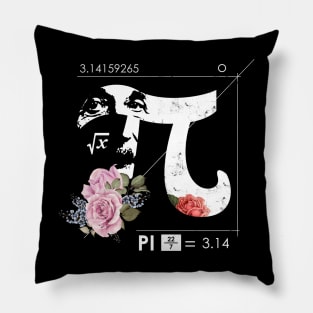 Einstein and flower Pi day symbols Pillow