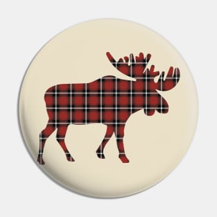 Red Plaid Moose Pin