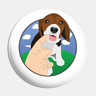 Beagle Puppy biting finger Pin