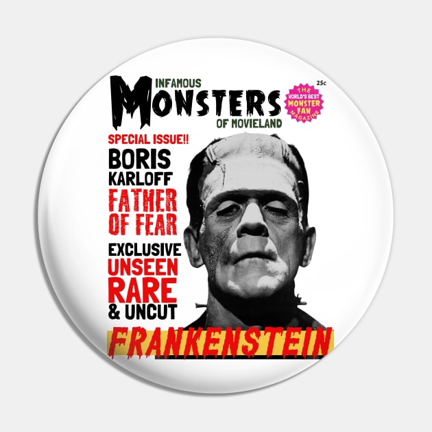 Vintage pulp horror magazine, Boris Karloff Frankenstein Pin by Teessential