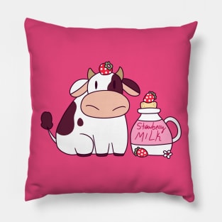 Strawberry Milk Cow Pillow