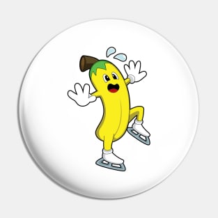 Banana at Ice skating with Ice skates Pin