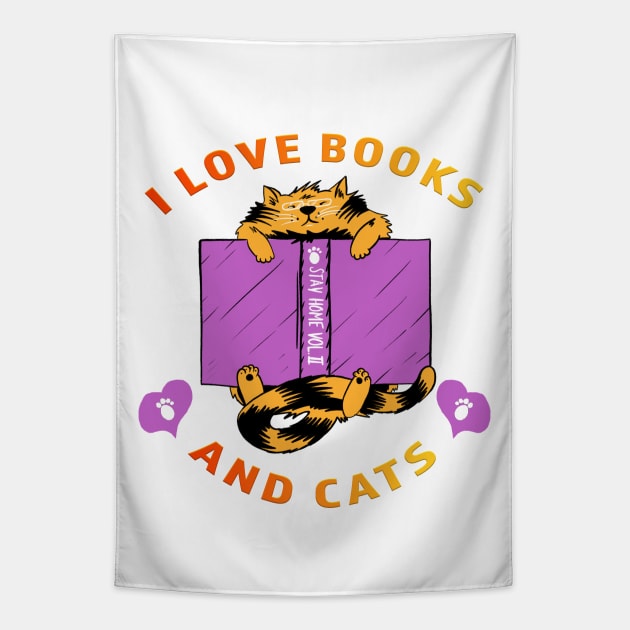 I love Books And Cats Tapestry by Shawnsonart