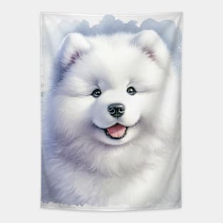 Watercolor Samoyed Puppies Painting - Cute Puppy Tapestry