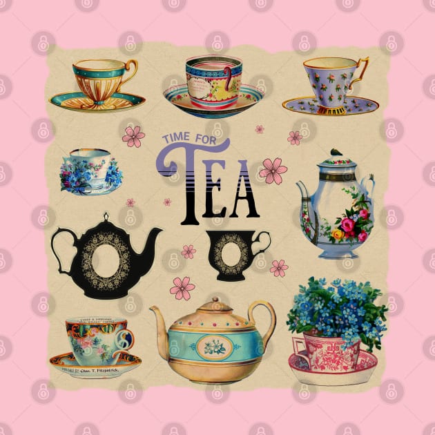 Time for Tea - Vintage Tea Illustrations by get2create