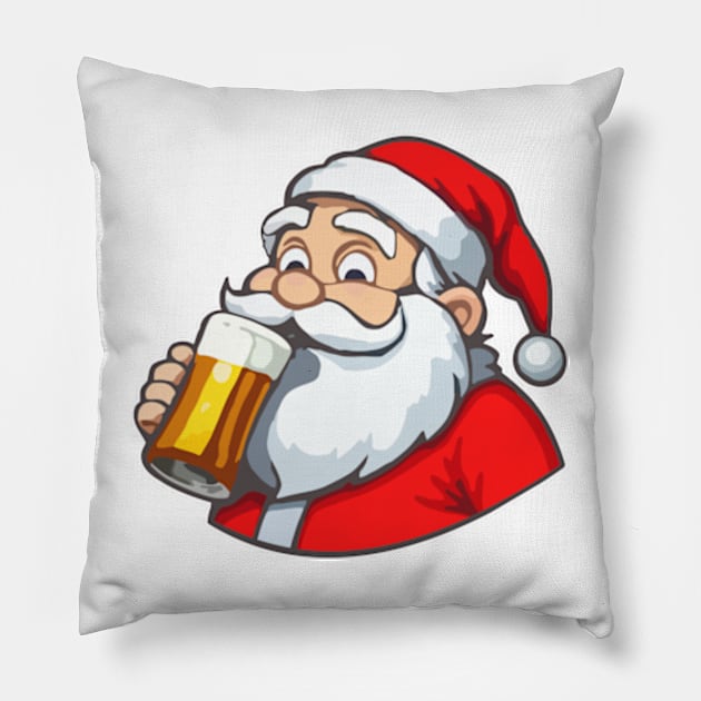 Santa Claus Drinking Beer Pillow by IDesign23