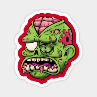 Wounded Zombie Head Magnet