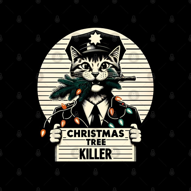 The Great Catnip Caper: Hilarious Christmas Tree Killer Shirt by Klimek Prints