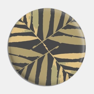 Geometric palm leaves gold on black , leaves, tropical , fall,  TeePublic Pin