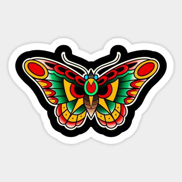 Traditional Butterfly Tattoo Design Sticker Teepublic