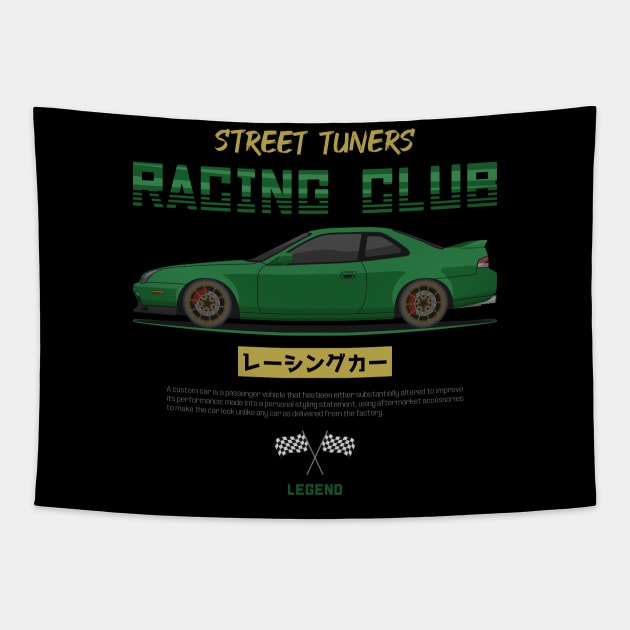 Tuner Green Prelude MK5 JDM Tapestry by GoldenTuners