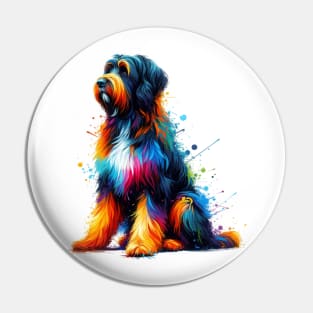 Vibrant Drentsche Patrijshond in Colorful Splash Art Style Pin