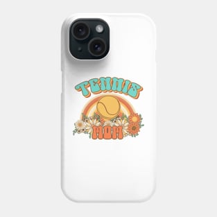 Groovy Tennis mom Retro gift for funny mother Vintage floral pattern Phone Case