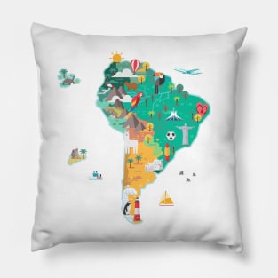 Cartoon Map of South America Pillow