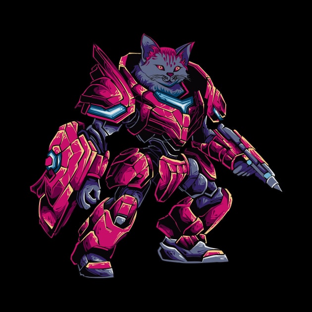 Cybernetic Cat Battlers: Futuristic Robot Felines by Ihsanmtsm Illustration