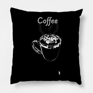 Coffee mug , white sketch with inscription Pillow